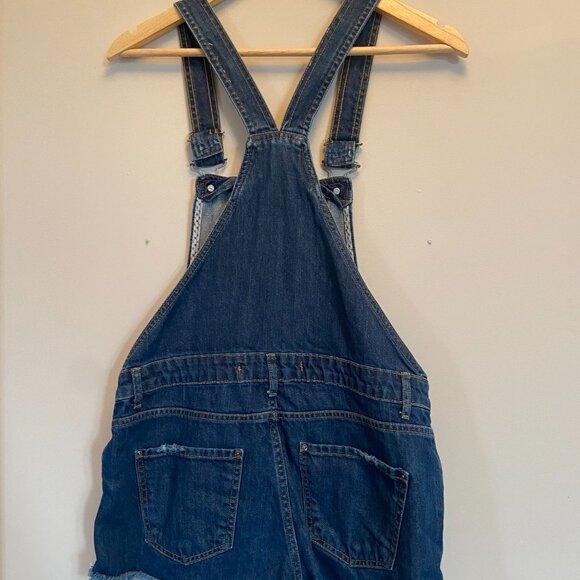 Women's Denim Overall Shorts - Picture 2 of 3